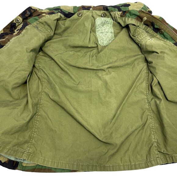 Vintage US Army Paratrooper Hooded Field Coat Camouflage Green S Small Short - Picture 4 of 14